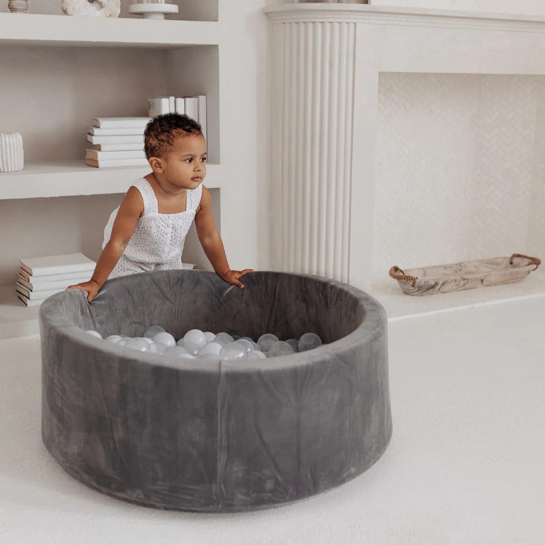Premium Medium Grey Velvet Ball Pit + 300 Balls