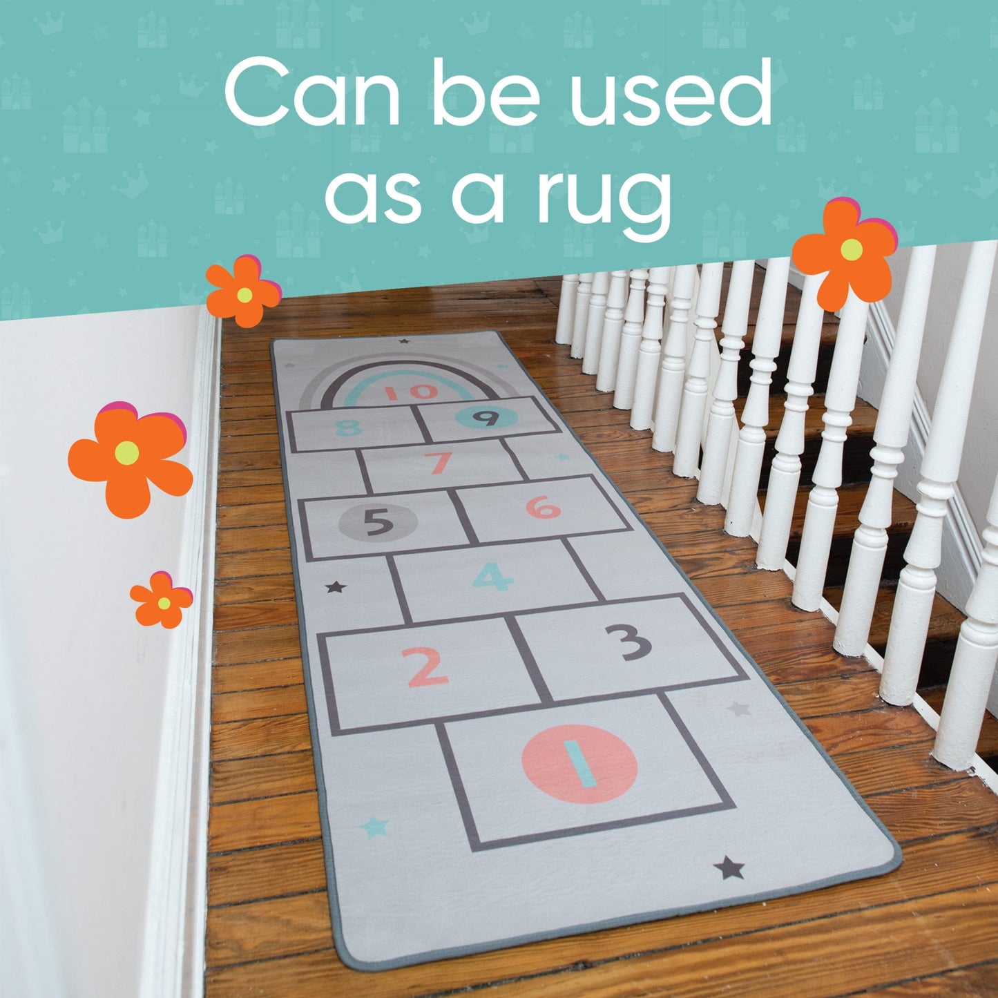 Retro Hopscotch and Marble 2-in-1 Rug