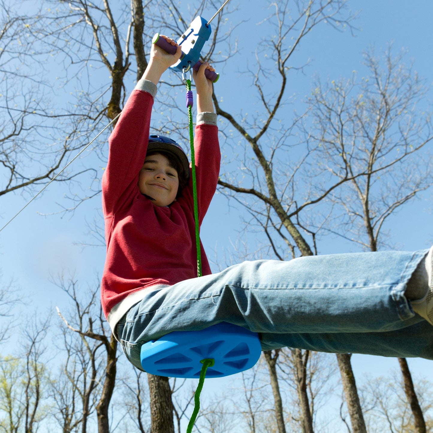 150-Foot Blue Galvanized Steel Backyard Zipline Kit