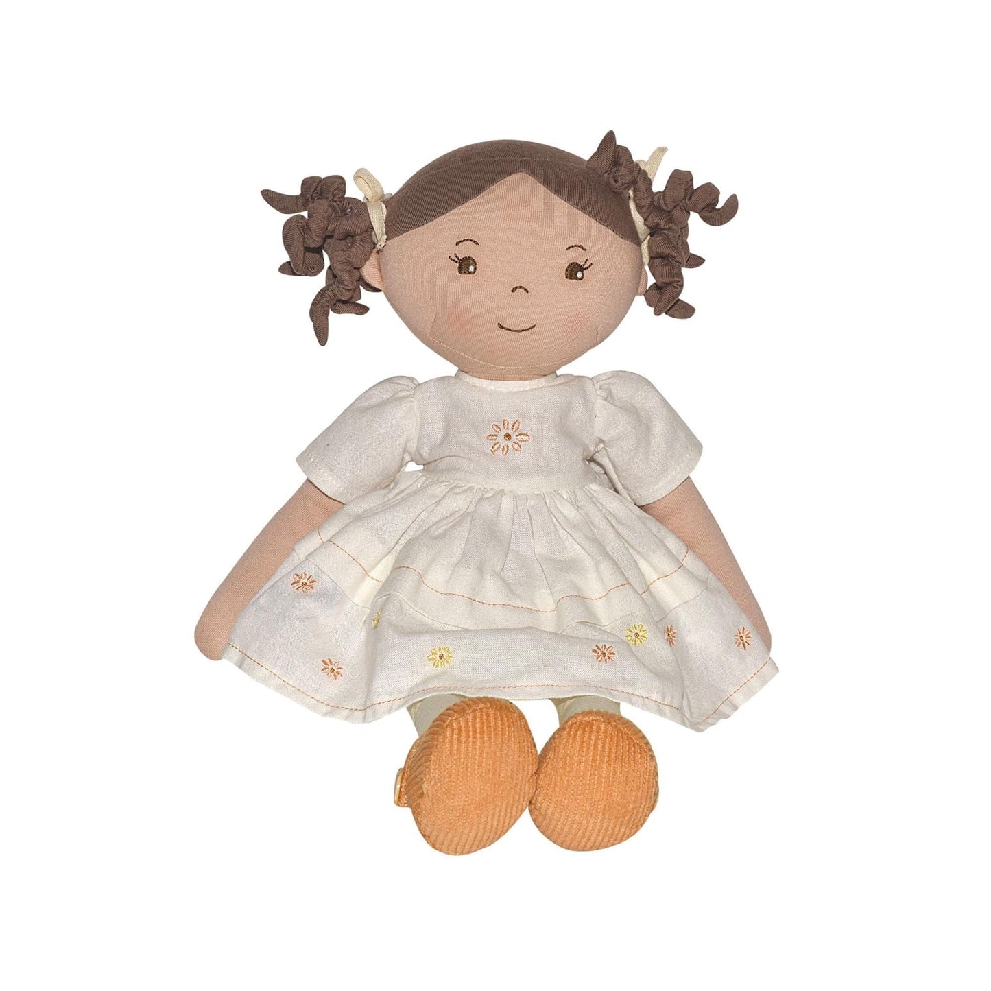 Cecilia - Dark Brown Hair In Cream Linen Dress With Display Box