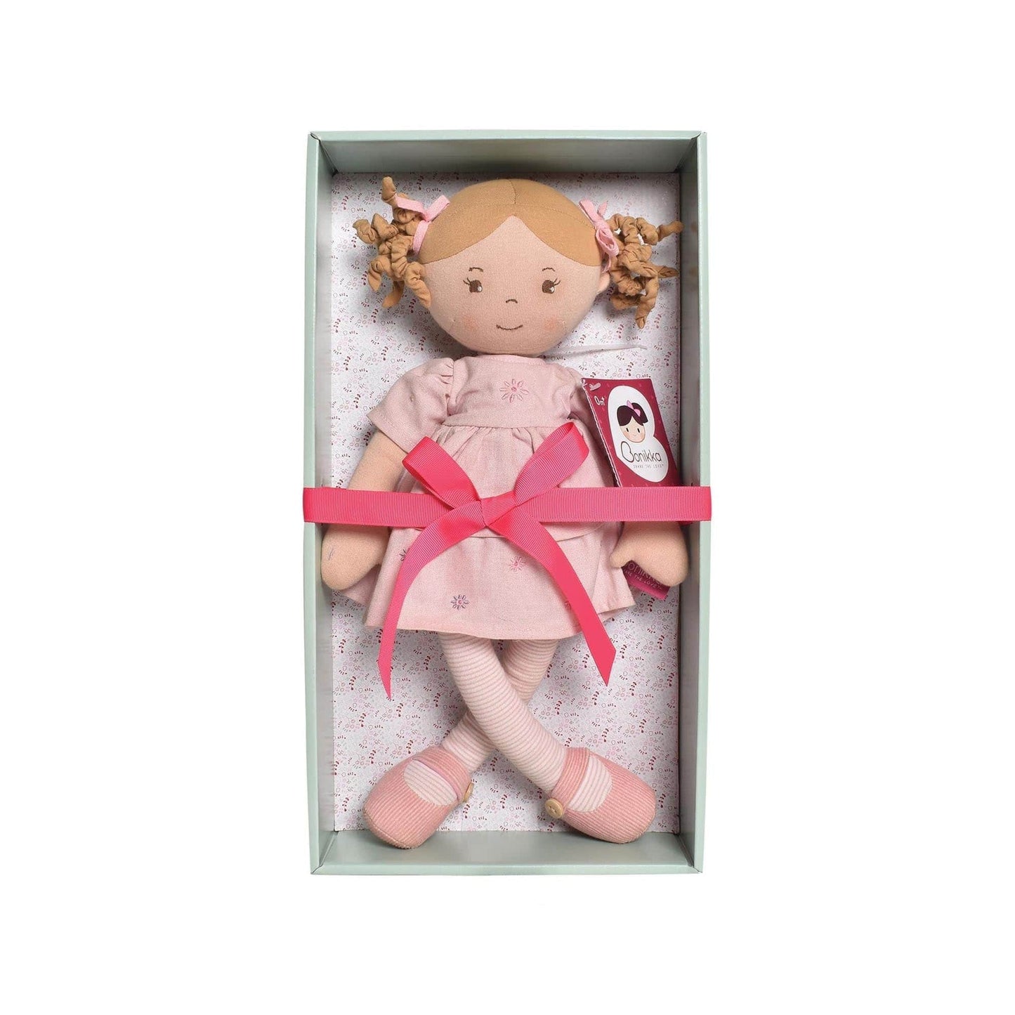 Amelia Lt. Brown Hair Doll In Pink Linen Dress With Display Box