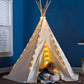 7-Foot Cotton Canvas Indoor and Outdoor Tent with Lights