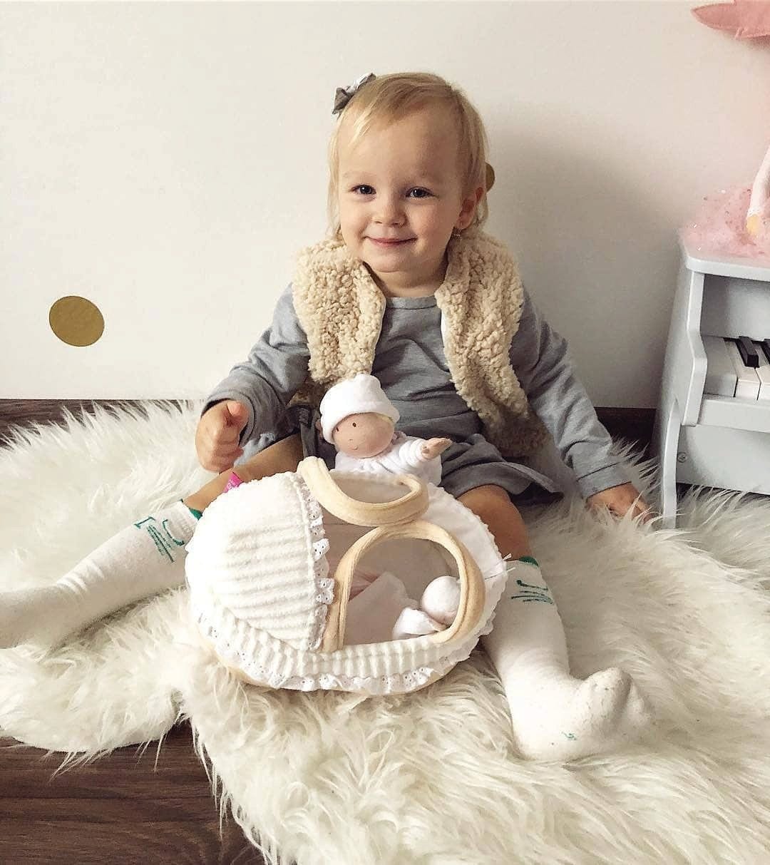 Grace - Baby Soft Doll With Carry Cot, Bottle & Blanket