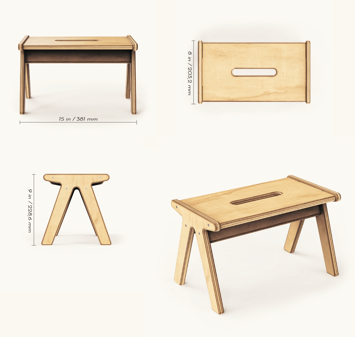 Wooden One Step Stools For Kids
