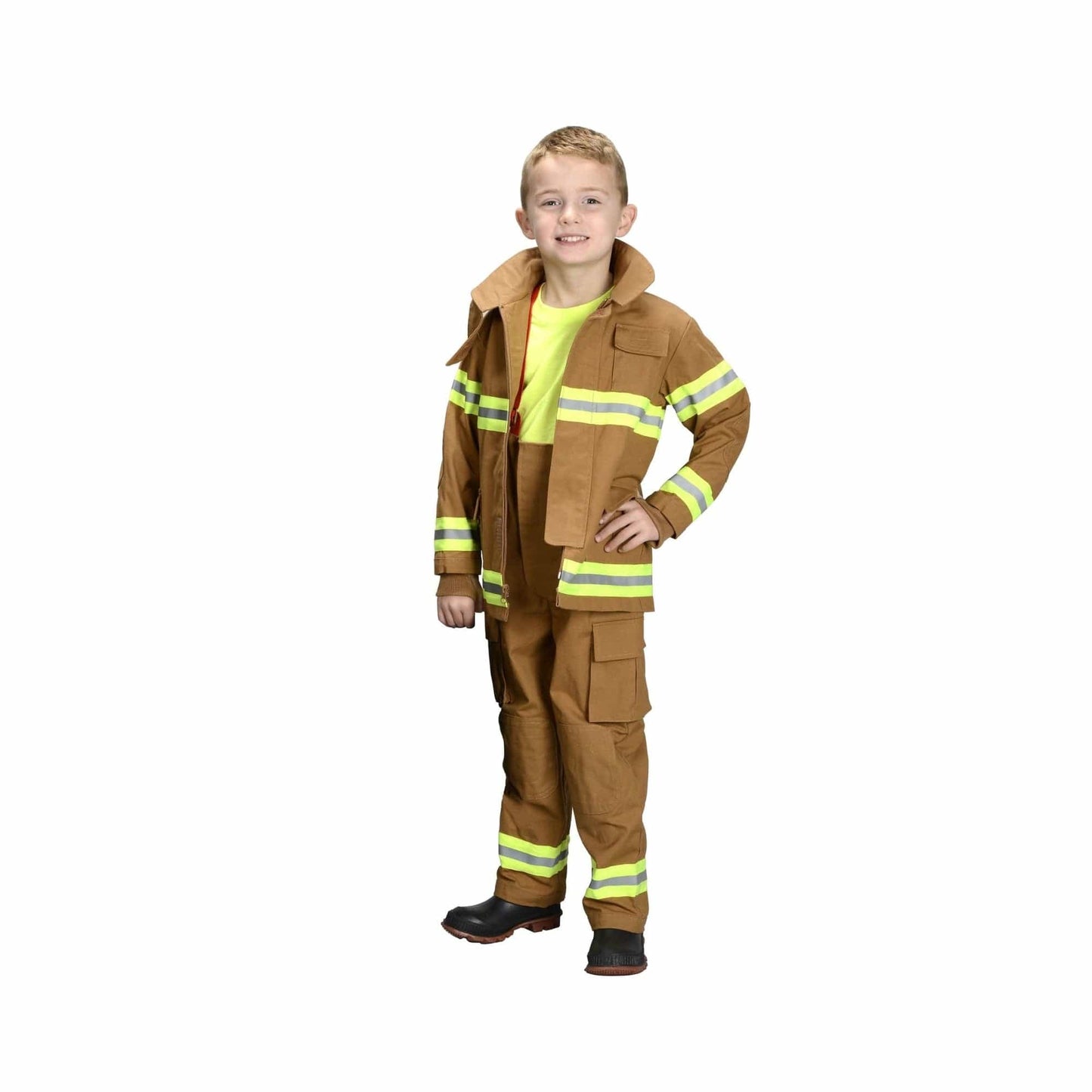 Tan Firefighter Suit W/ Black Helmet