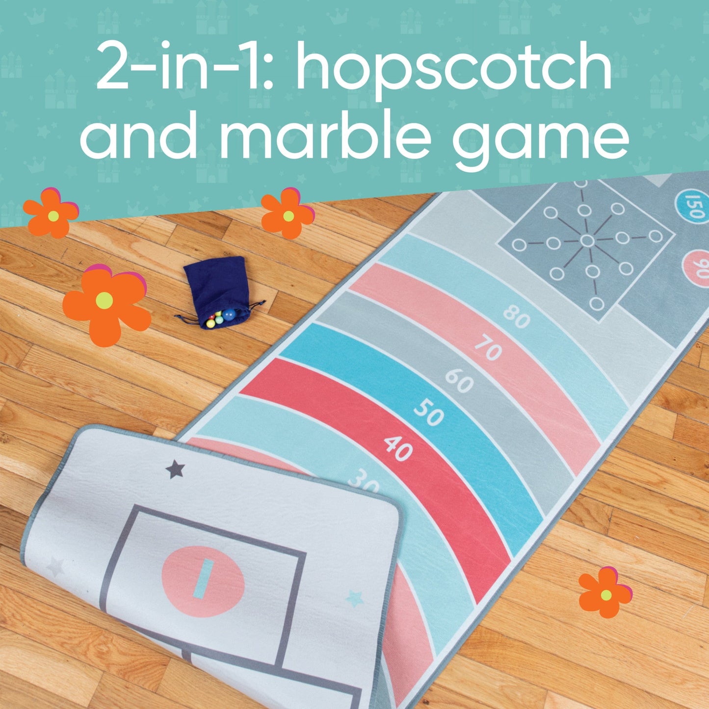 Retro Hopscotch and Marble 2-in-1 Rug