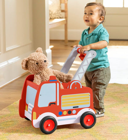 Wooden Fire Truck Walker and Push Toy