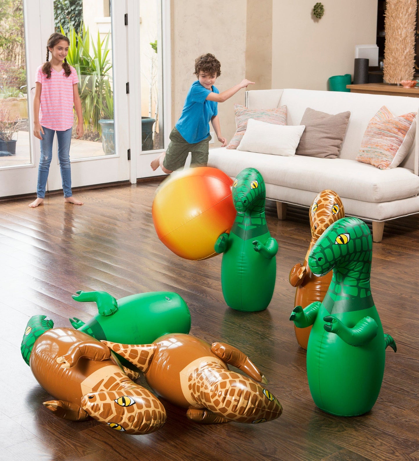 Giant Inflatable Dinosaur Bowling Set