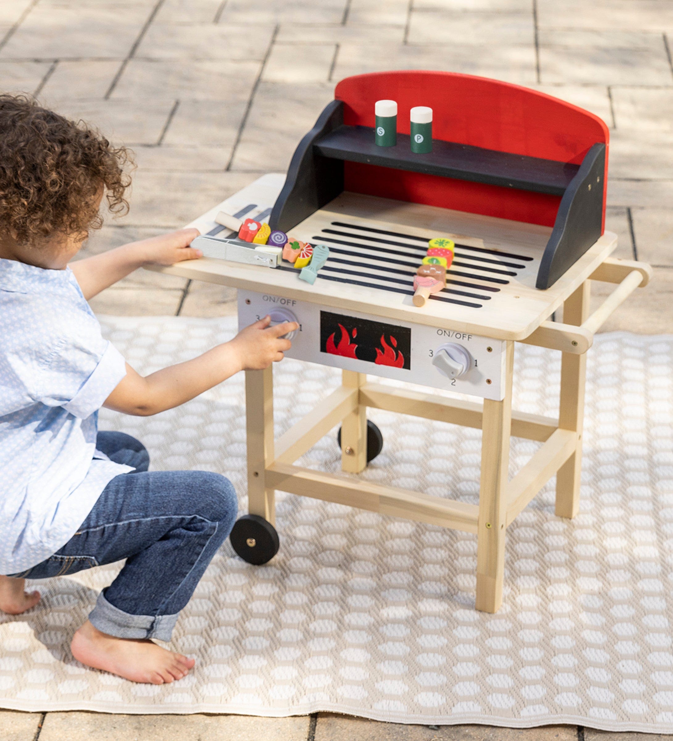 Jr. Grill Master's Wooden BBQ Grill Set with Accessories – Hearthsong