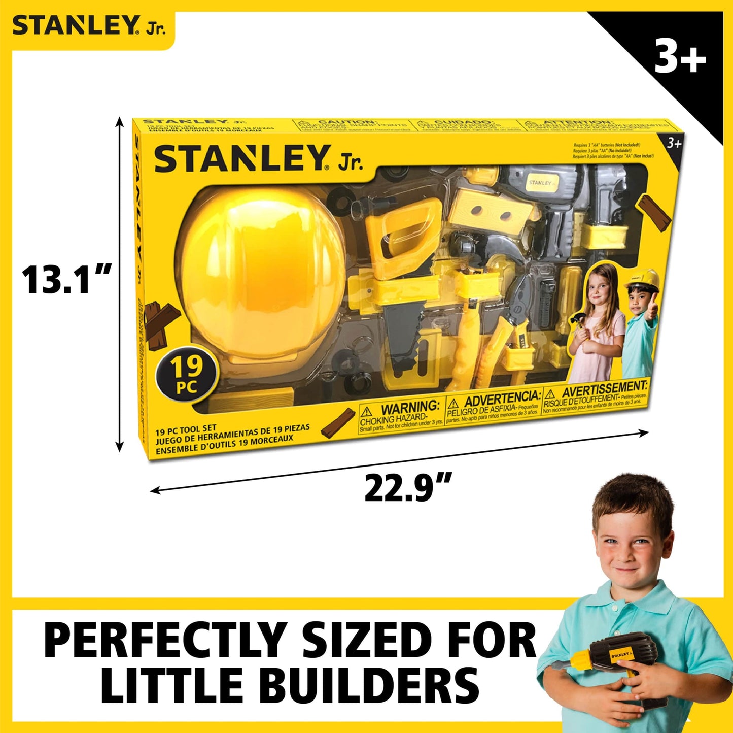 Stanley Jr. 19-Piece Pretend-Play Tool Set with Hard Hat and Tool Belt