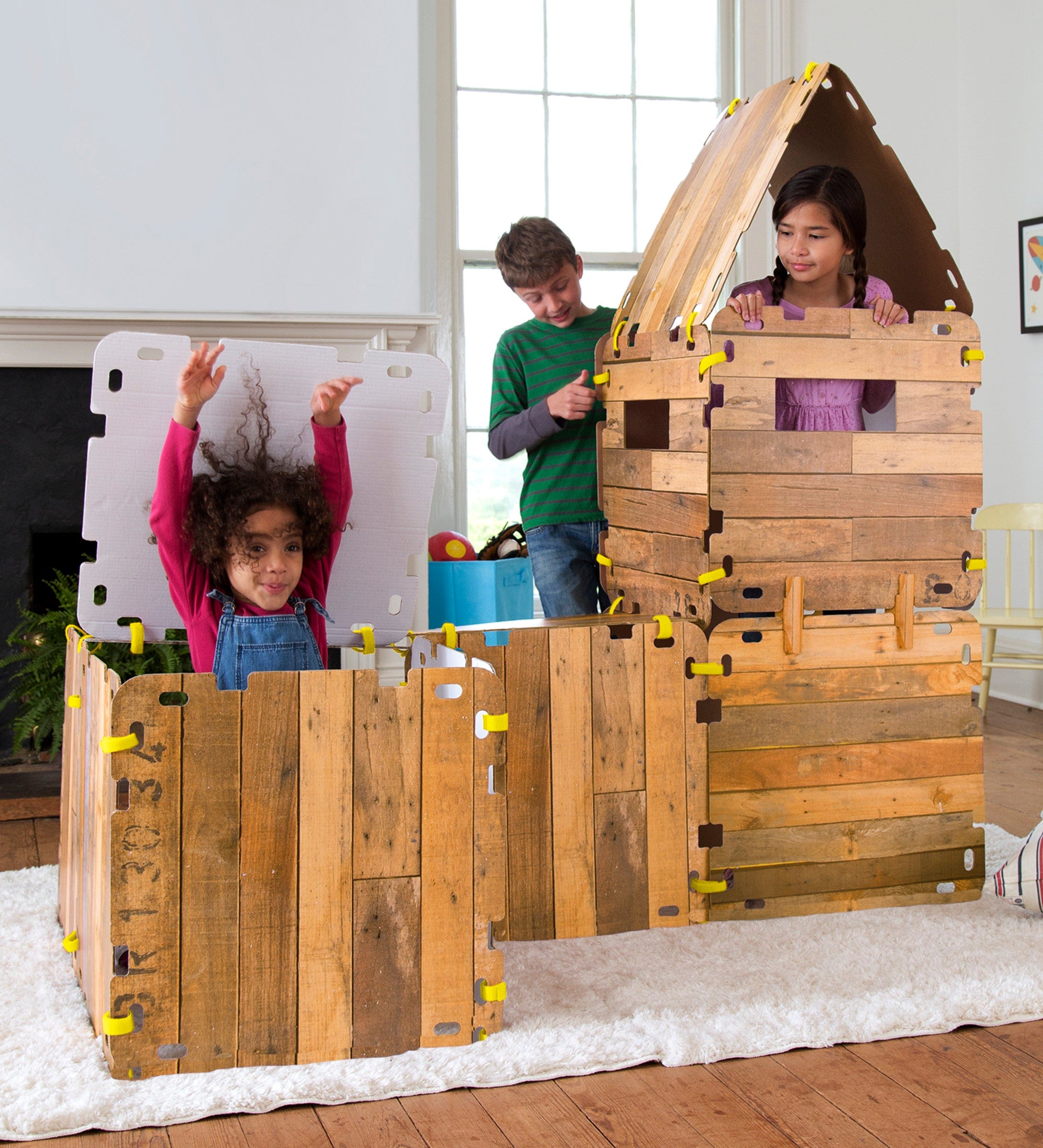 Hey Play Construction Fort Building Kit for Kids with 60-Pieces 