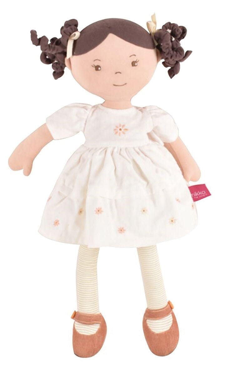 Cecilia - Dark Brown Hair In Cream Linen Dress With Display Box