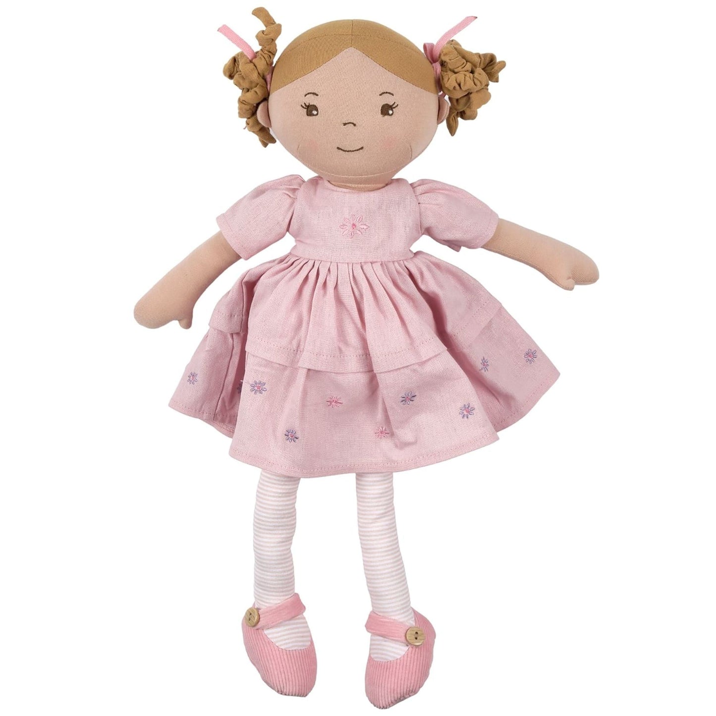 Amelia Lt. Brown Hair Doll In Pink Linen Dress With Display Box