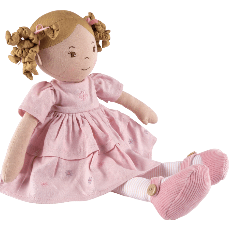 Amelia Lt. Brown Hair Doll In Pink Linen Dress With Display Box