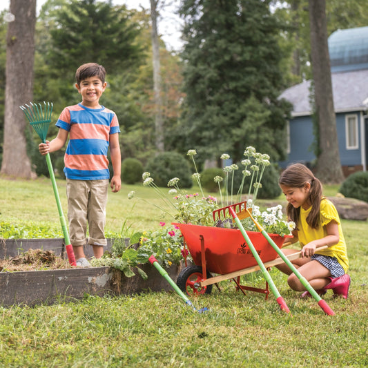 Grow With Me Adjustable Garden Tool Set and Child's Wheelbarrow Set