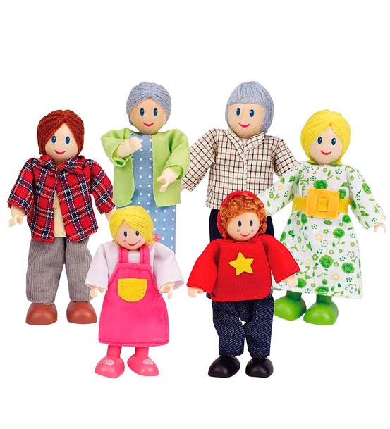 Contemporary 6-Piece Dollhouse Doll Family - Caucasian