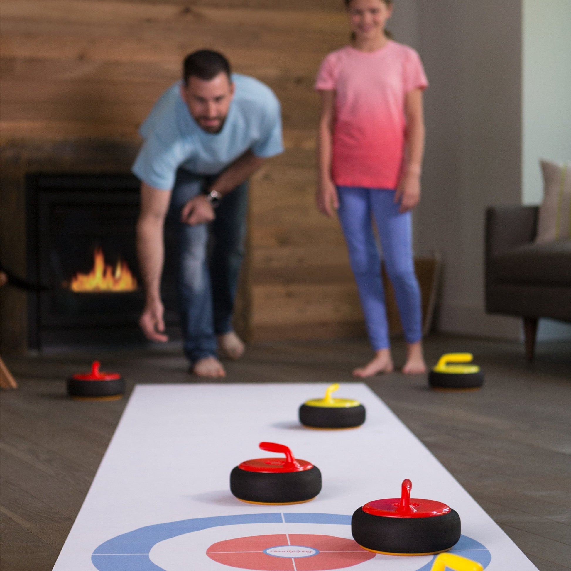 HearthSong Shuffle Zone Shuffleboard Family Game with 13 Foot