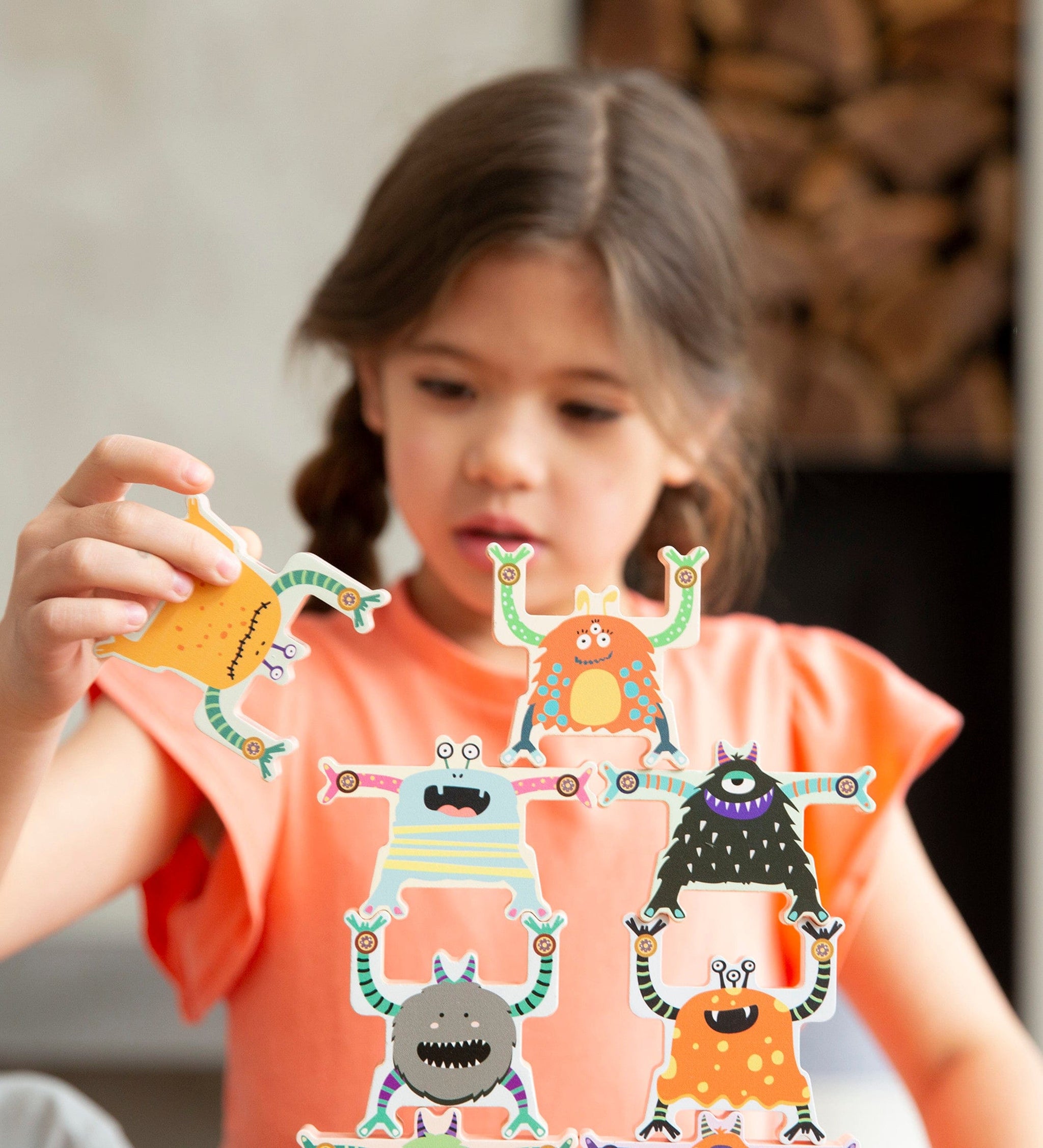 Stacking Monsters Wooden Blocks, Set of 18 Hearthsong