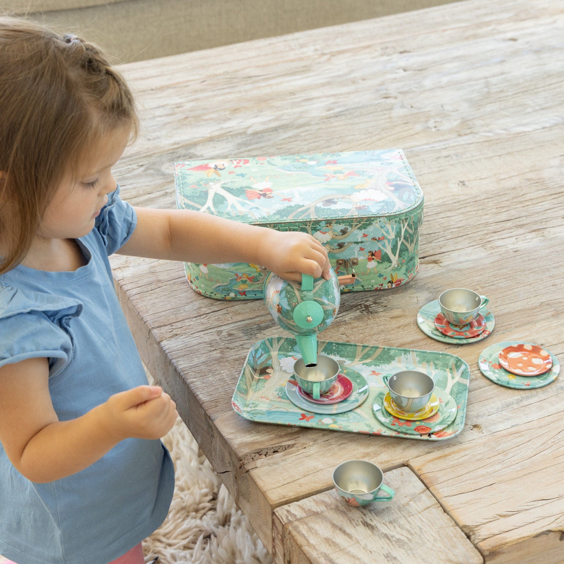 15-Piece Fairy-Themed Tin Tea Set