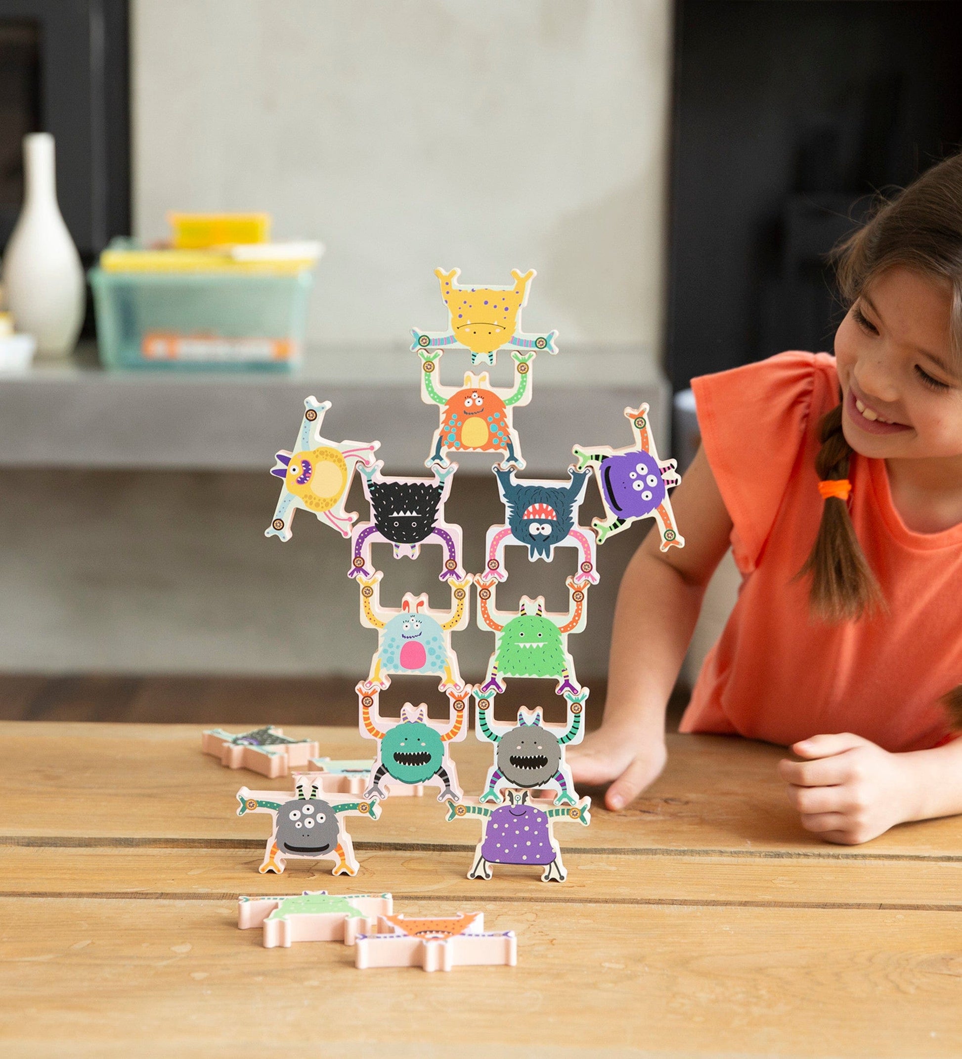 Stacking Monsters Wooden Blocks, Set of 18