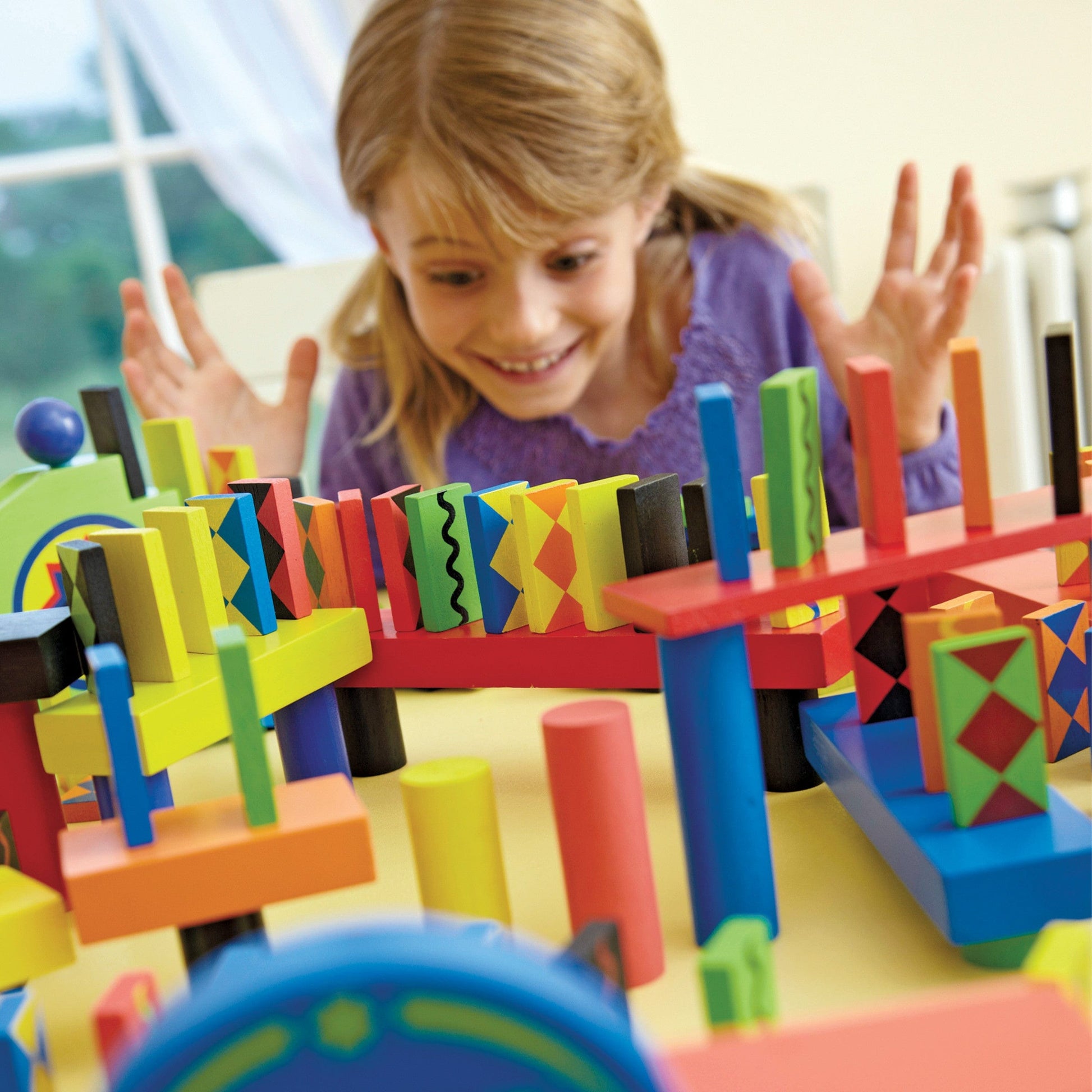 Classic 255-Piece Wooden Domino Race Set