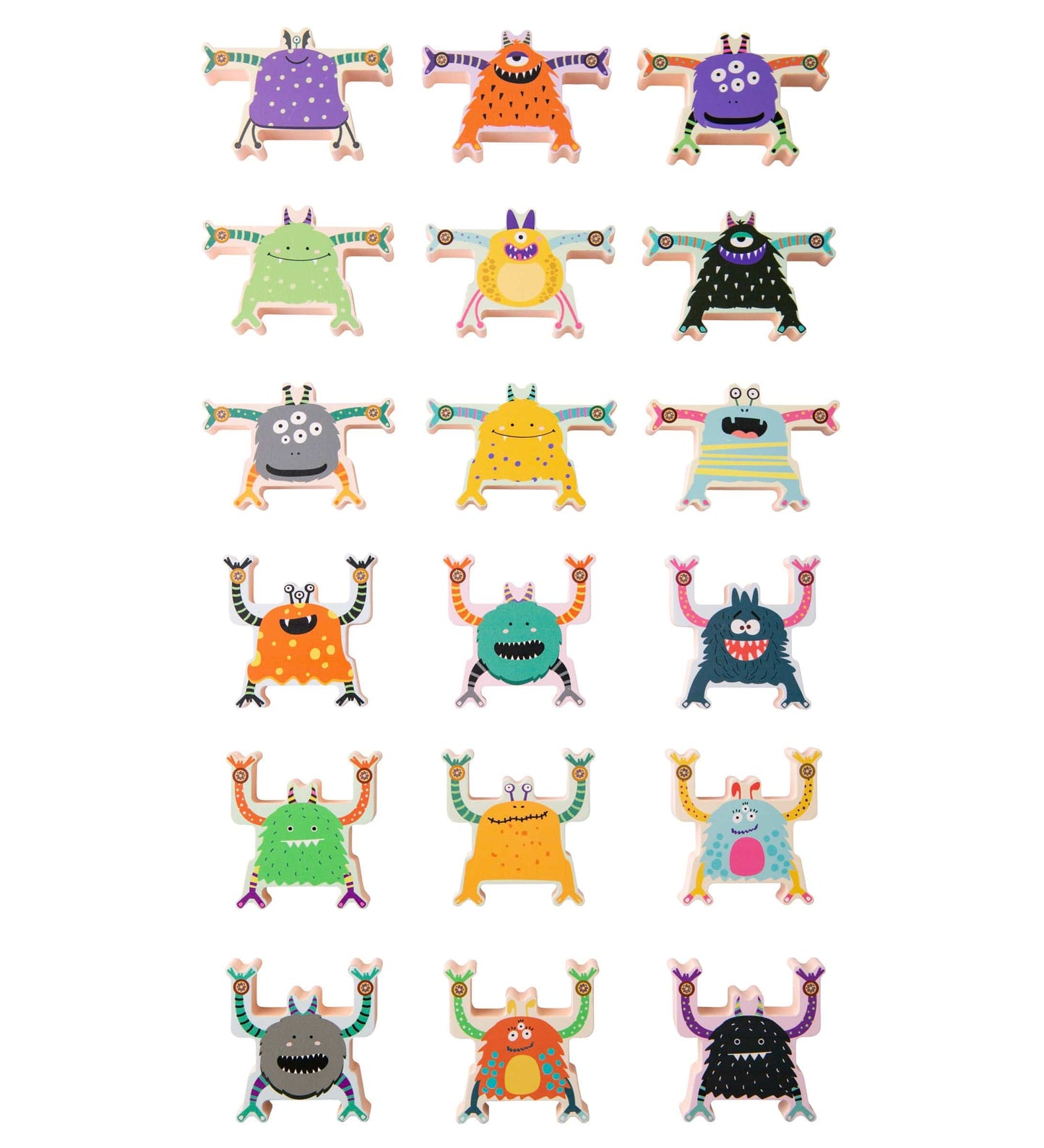 Stacking Monsters Wooden Blocks, Set of 18