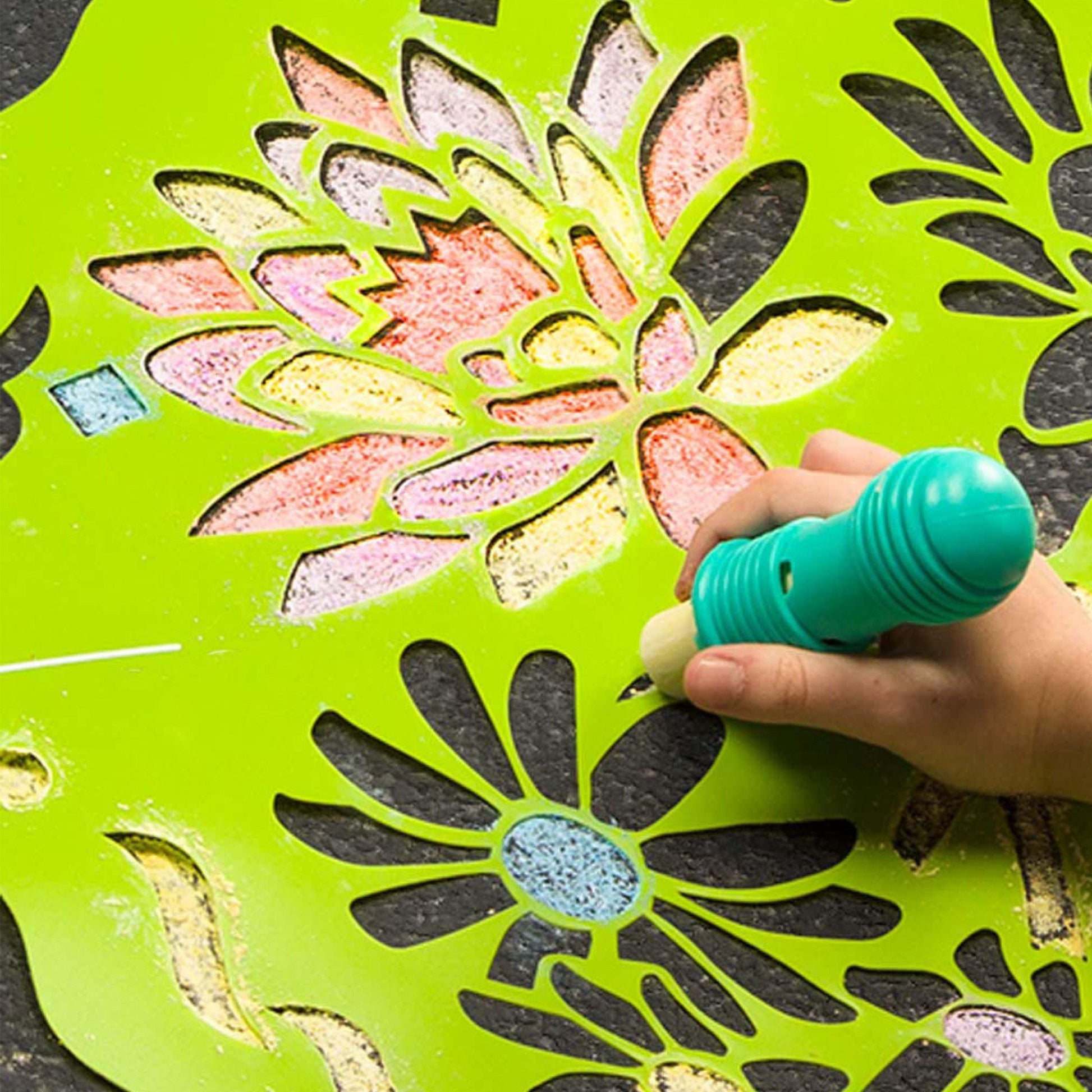 ChalkScapes Mandalas Sidewalk Stencils Chalk Art Kit – Hearthsong