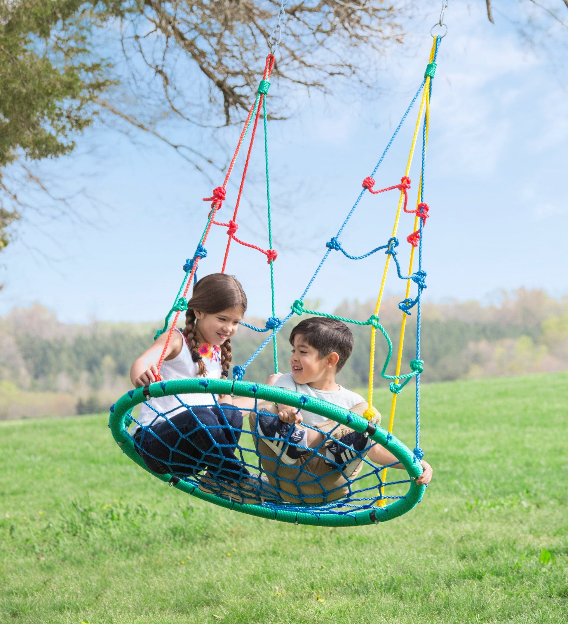 40-Inch 2-in-1 Colorful Climbing Rope Swing – Hearthsong