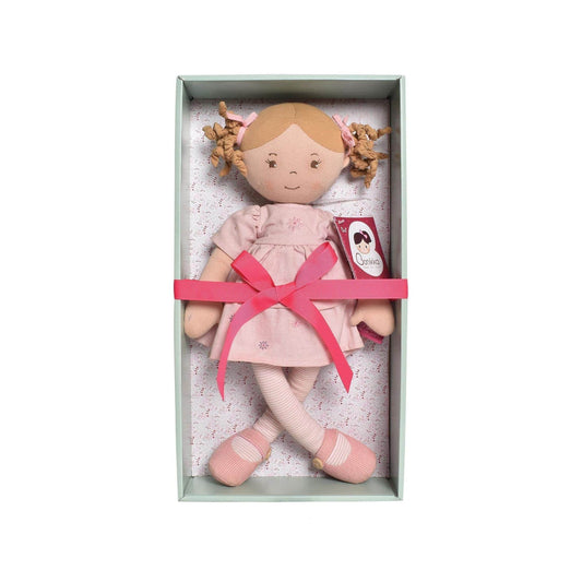 Amelia Lt. Brown Hair Doll In Pink Linen Dress With Display Box