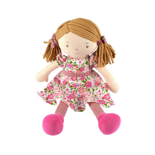 Fran - Light Brown Hair With Dark Pink & Green Dress
