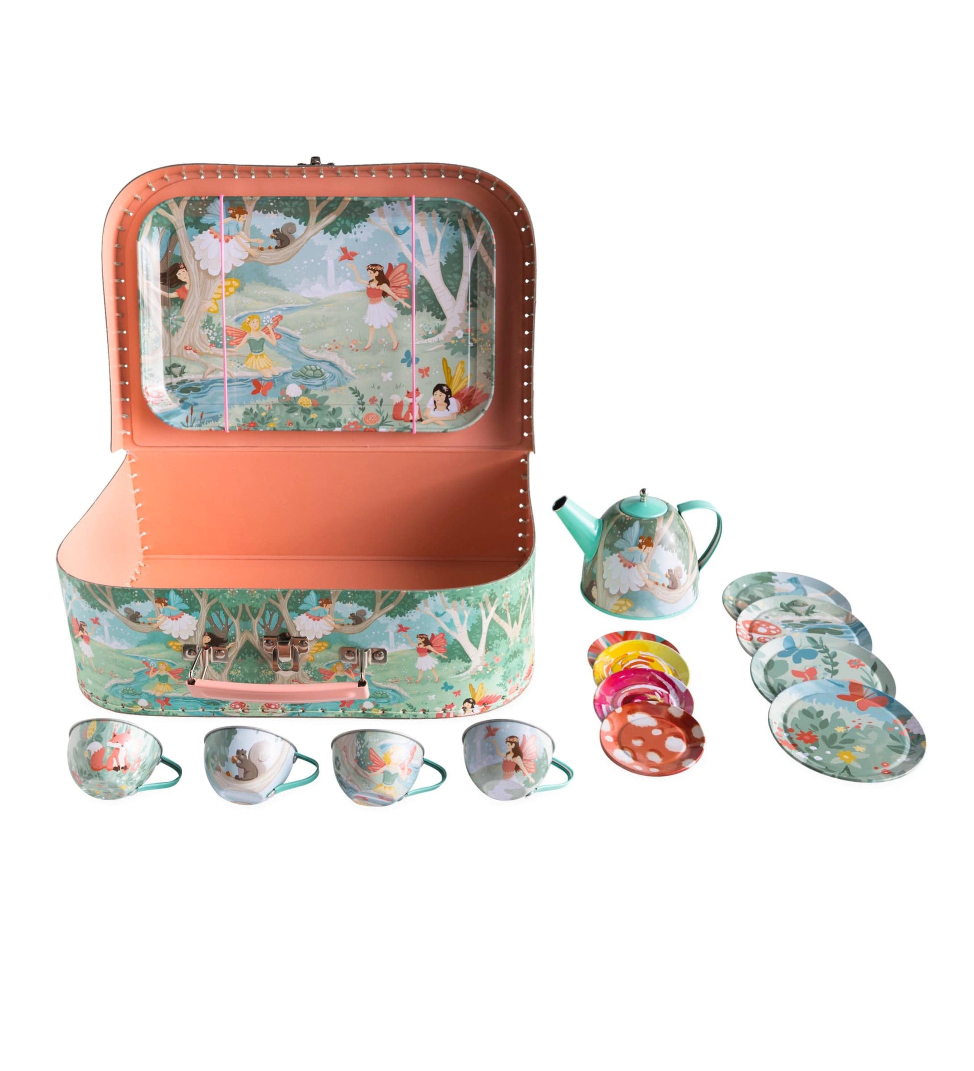 15-Piece Fairy-Themed Tin Tea Set