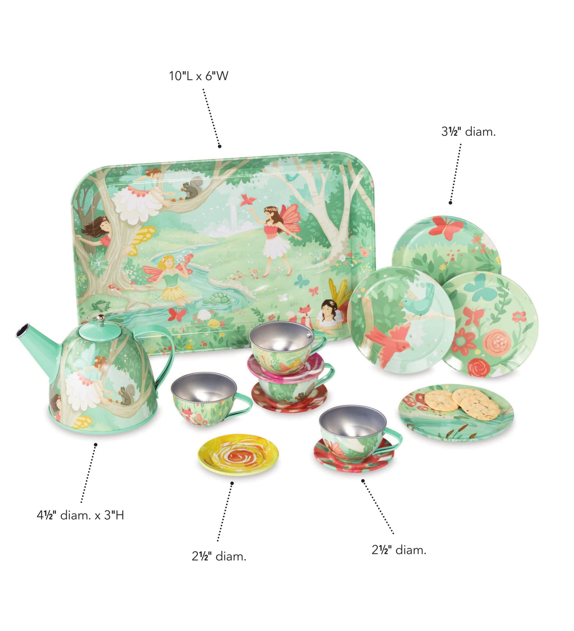 15-Piece Fairy-Themed Tin Tea Set
