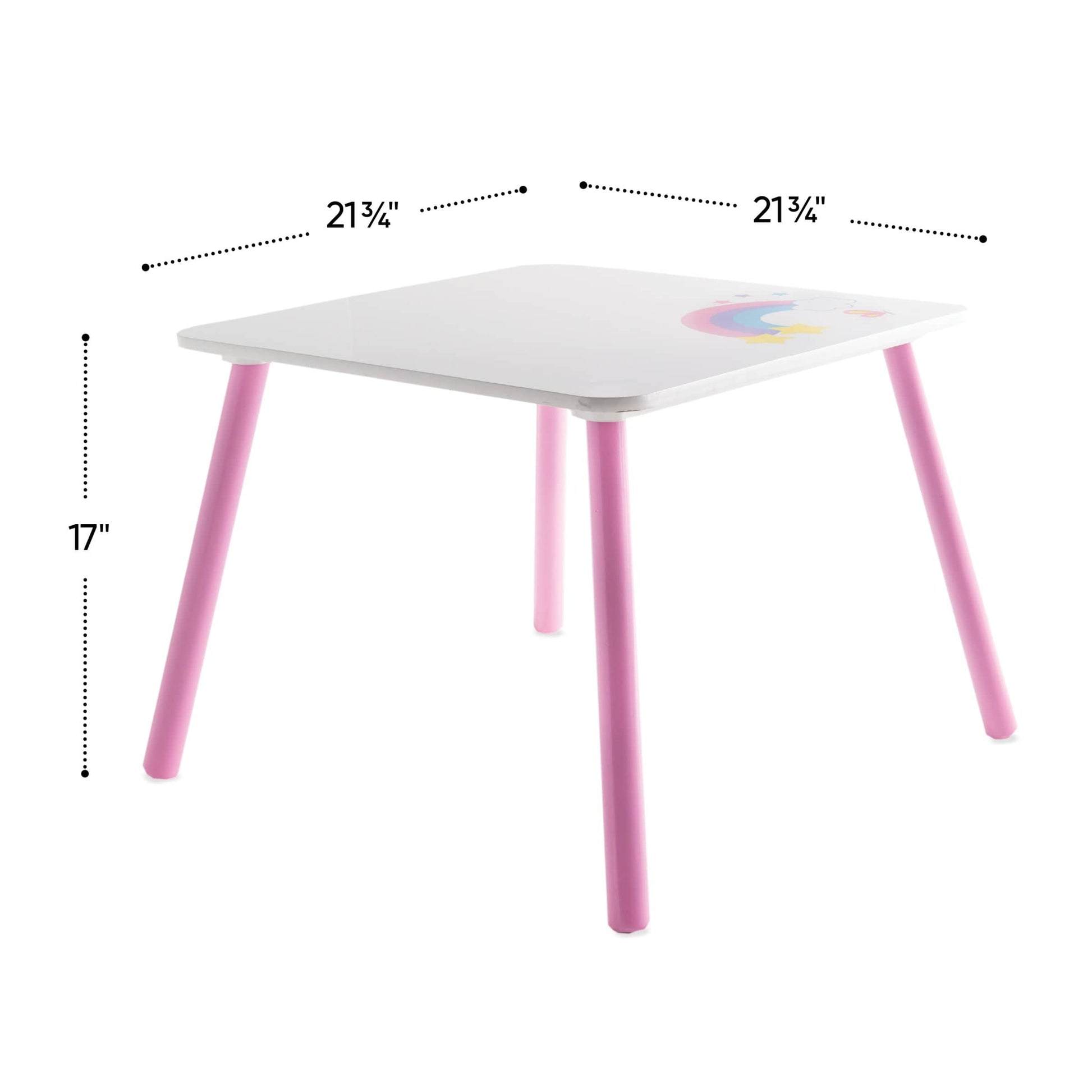 Rainbow Unicorn Table and Chairs Playroom Furniture Set