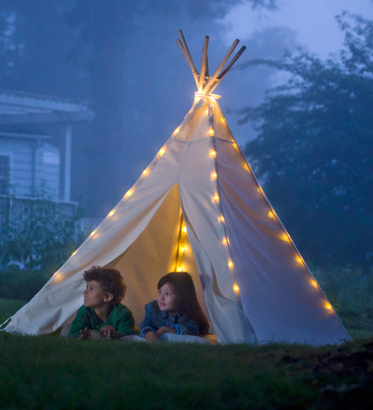 7-Foot Cotton Canvas Indoor and Outdoor Tent with Lights