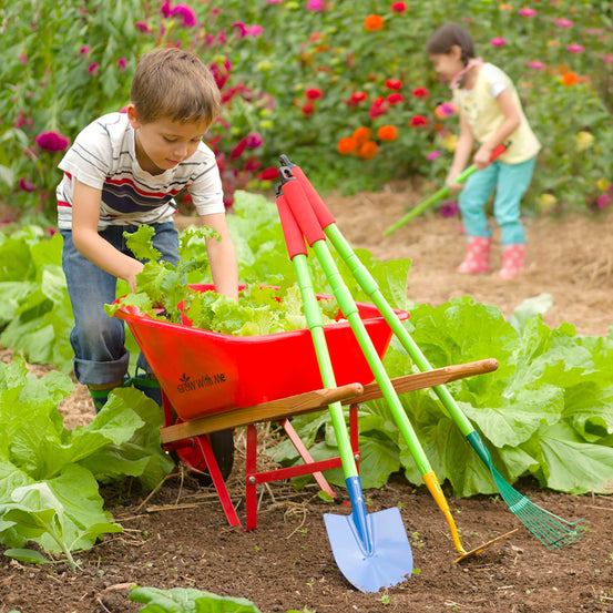 Grow With Me Adjustable Garden Tool Set and Child's Wheelbarrow Set