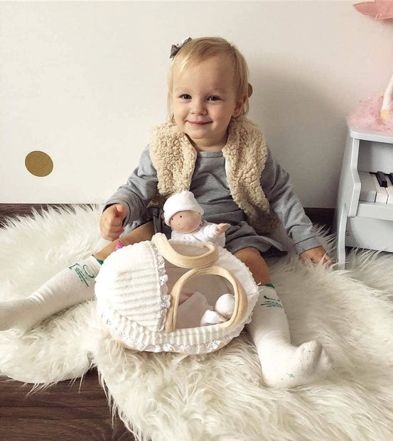 Grace - Baby Soft Doll With Carry Cot, Bottle & Blanket