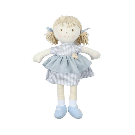 Neva-Blonde Hair With Grey Checkered Dress All Natural Fabrics