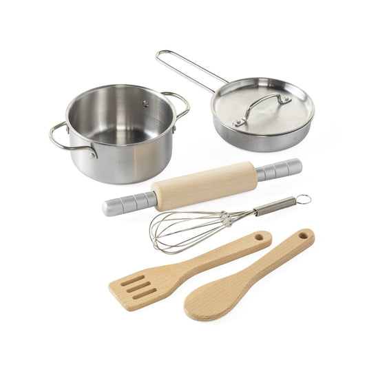 Jr. Chef's 7-Piece Metal and Wood Kitchen Cooking Set