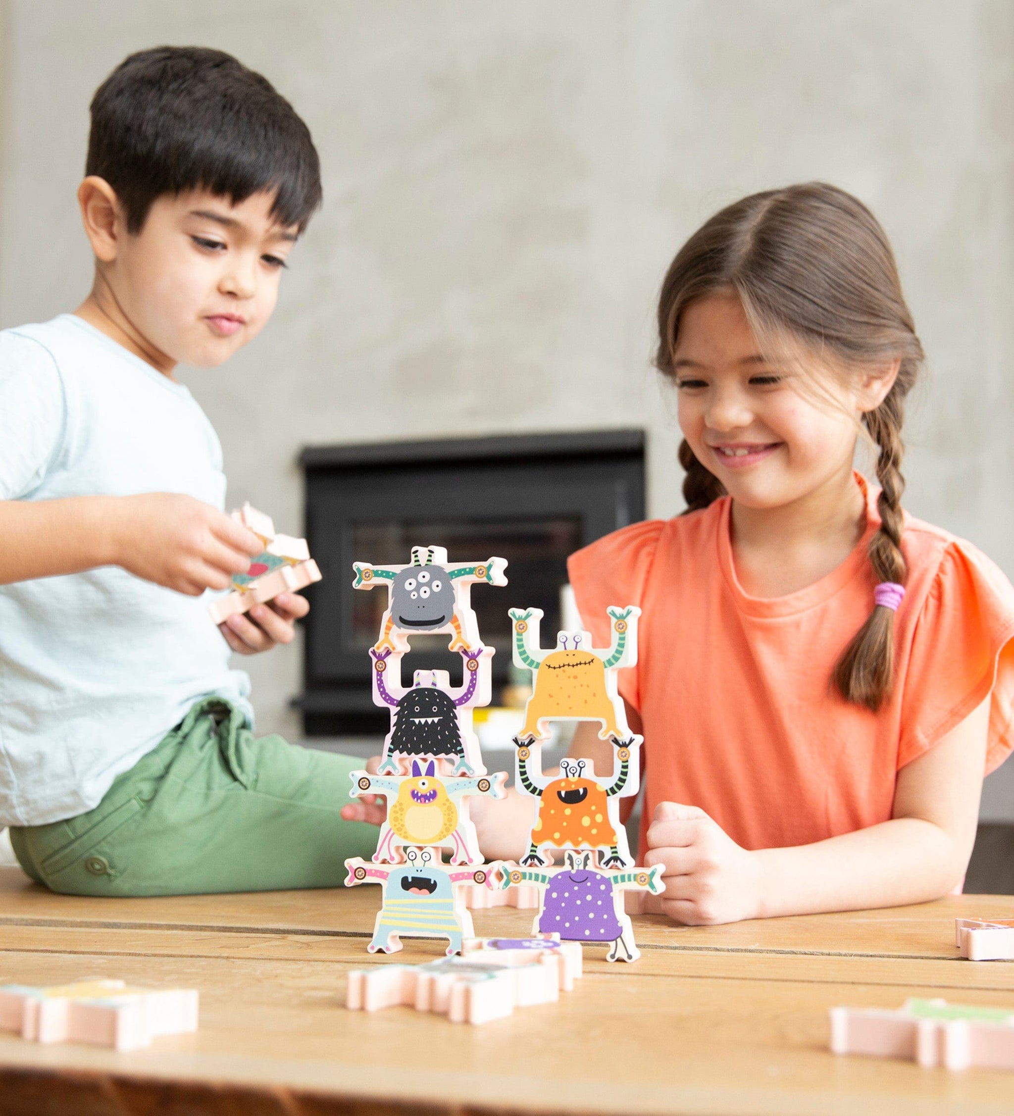 Stacking Monsters Wooden Blocks, Set of 18 Hearthsong