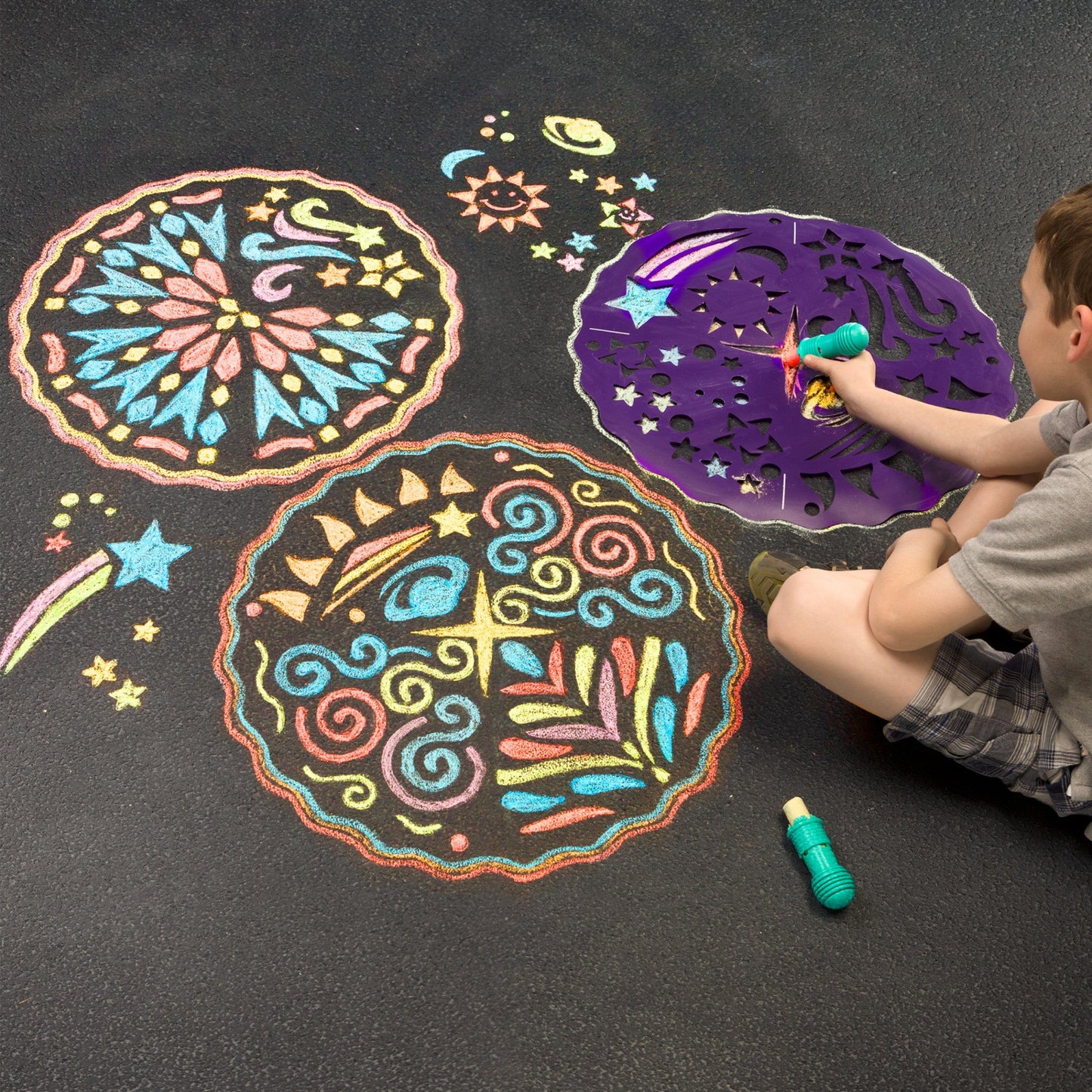 ChalkScapes Mandalas Sidewalk Stencils Chalk Art Kit