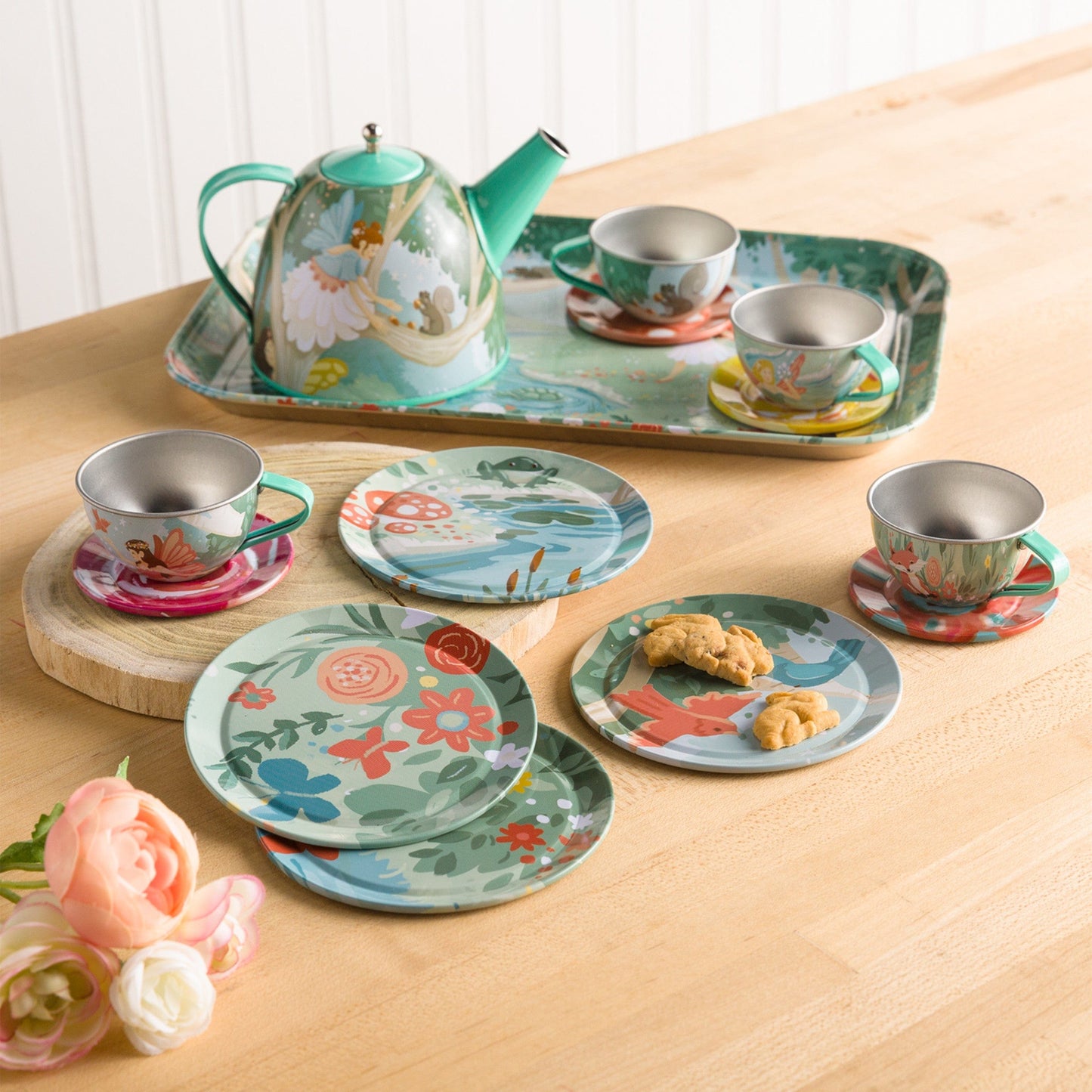 15-Piece Fairy-Themed Tin Tea Set