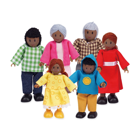 Contemporary 6-Piece Dollhouse Doll Family - African American
