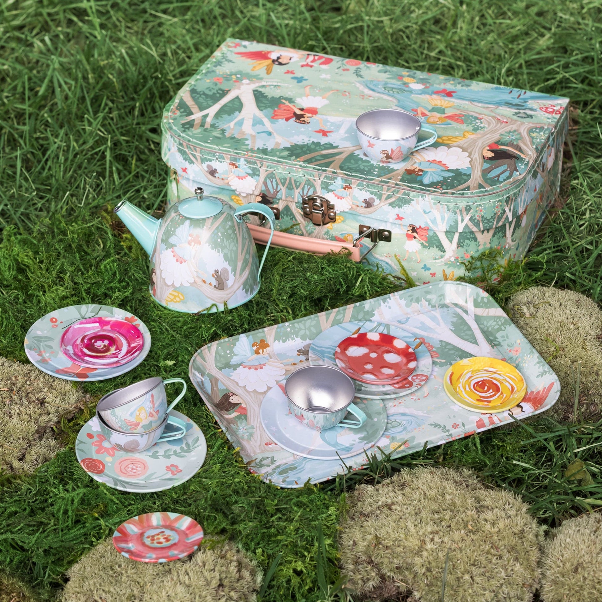 15-Piece Fairy-Themed Tin Tea Set