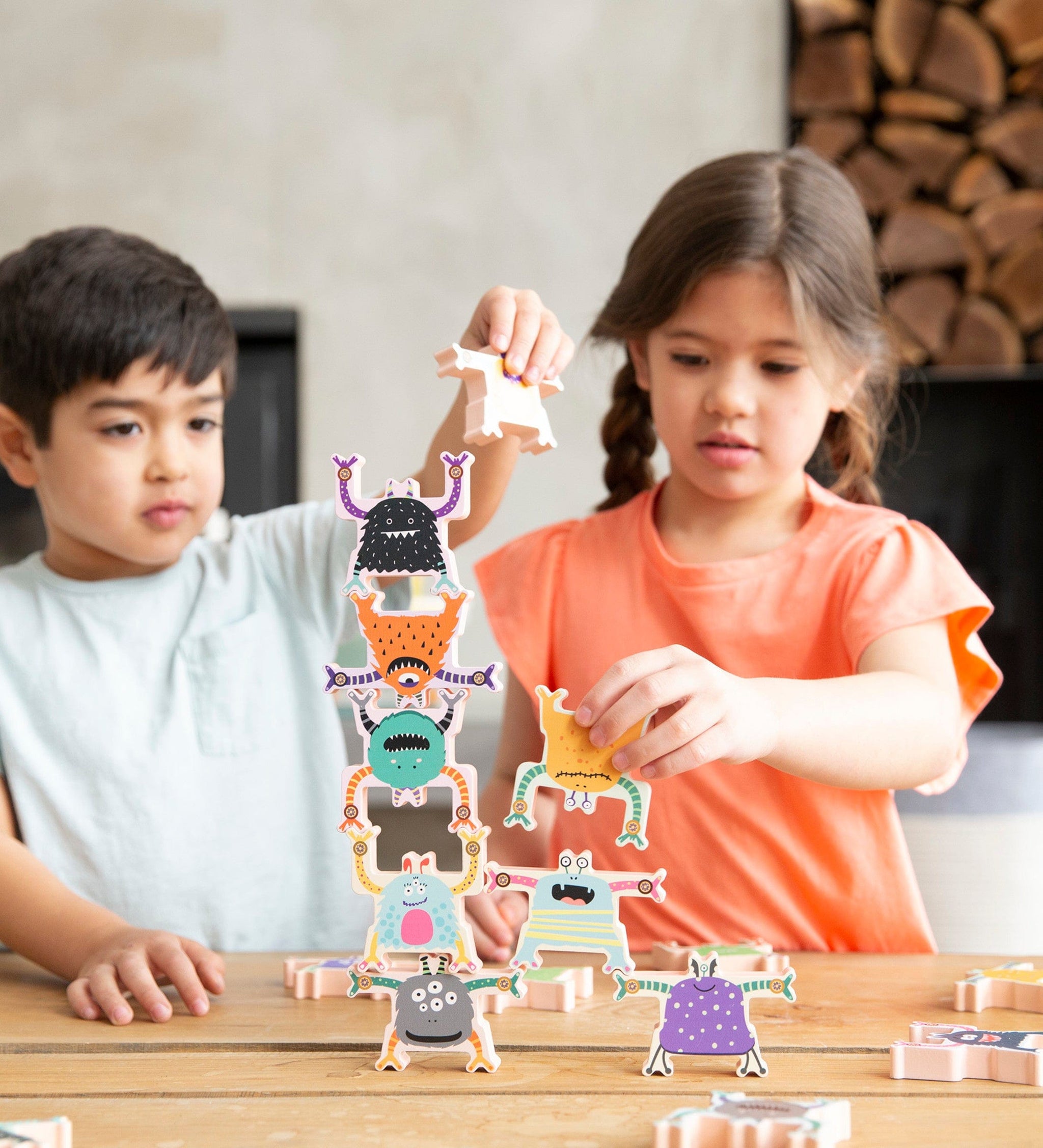 Stacking Monsters Wooden Blocks, Set of 18 Hearthsong