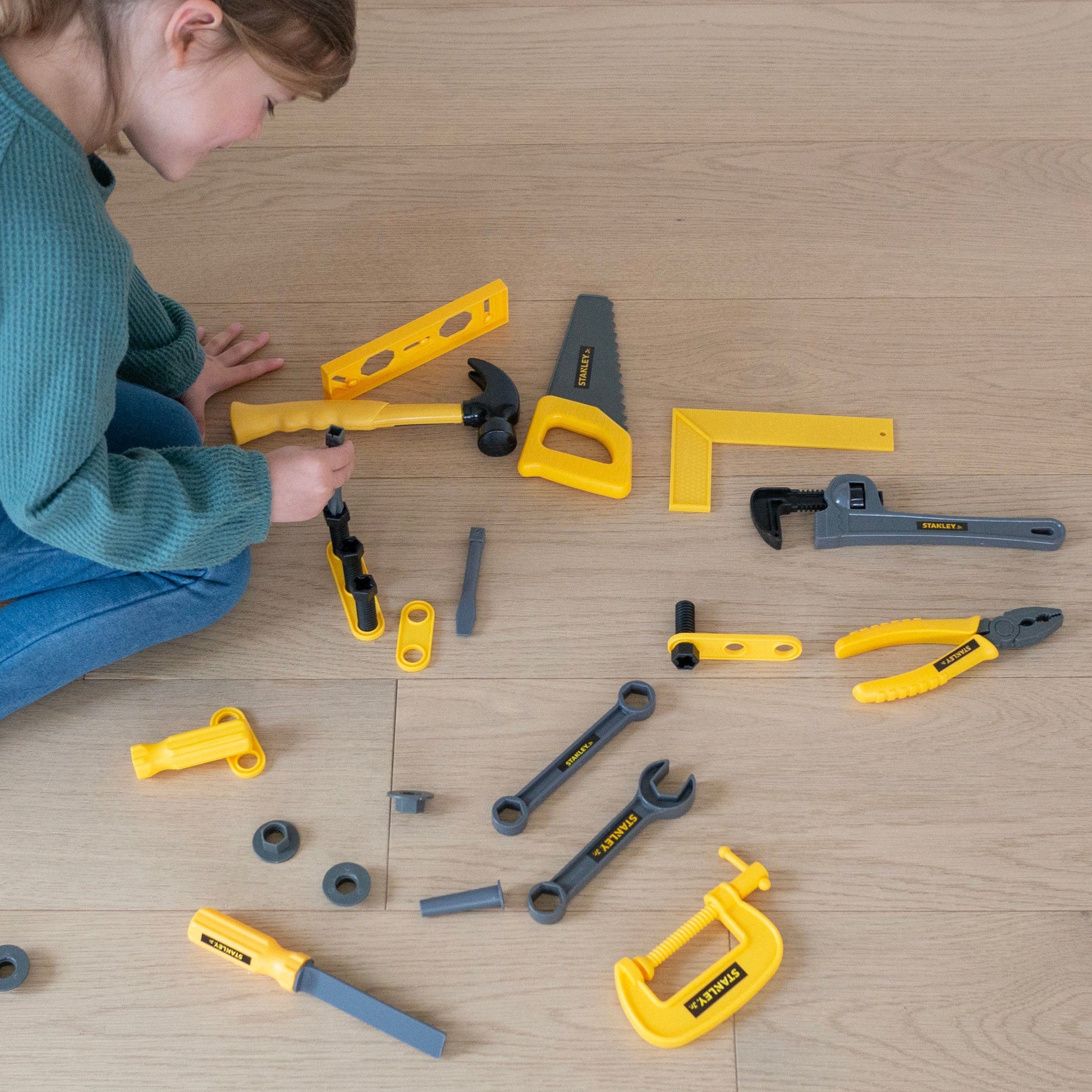 NEW Stanley Jr. 5 Piece Tool Set & Toolbox - Real Tools for Kids