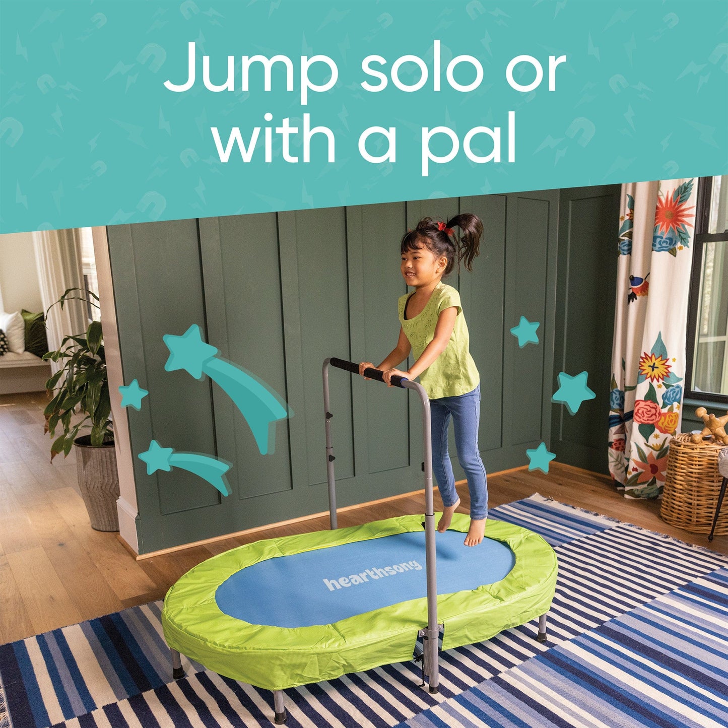 Jump2It Indoor Trampoline with Adjustable Handle