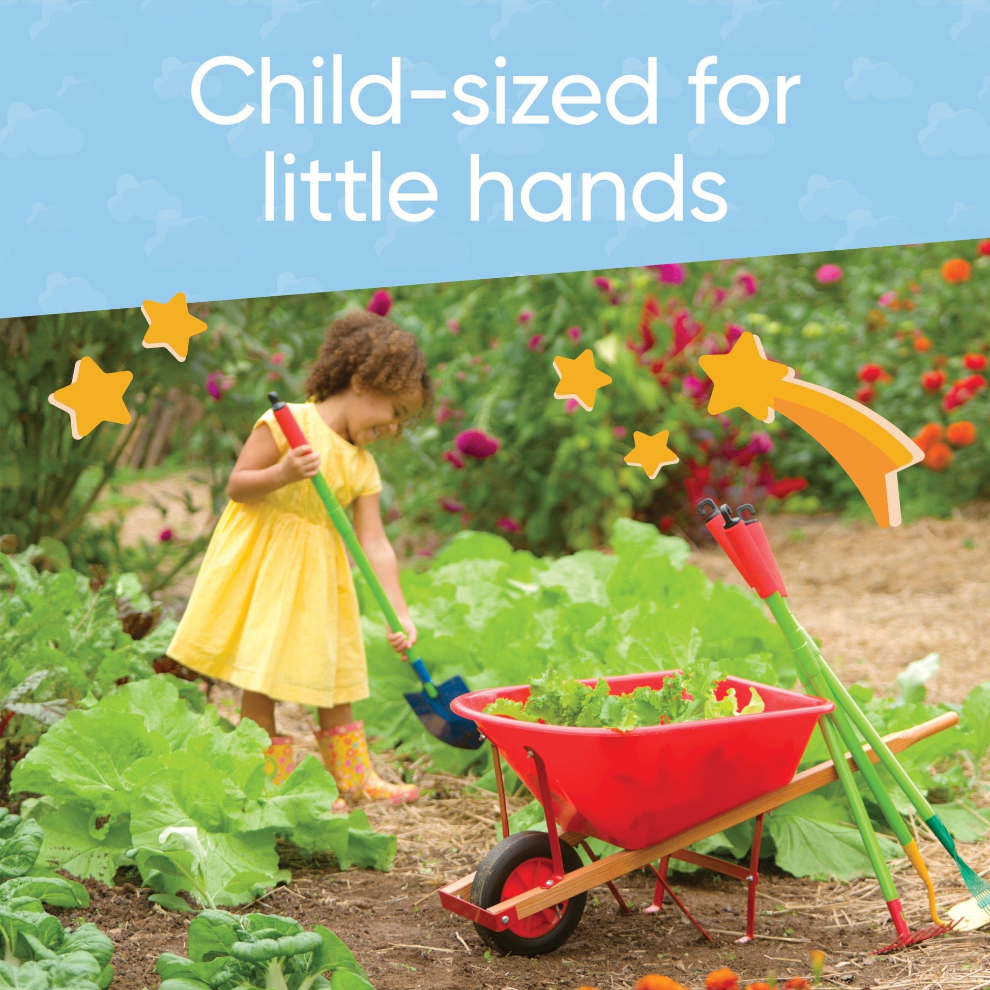Grow With Me Adjustable Garden Tool Set and Child's Wheelbarrow Set