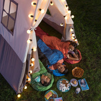 7-Foot A-Frame Tent with Sturdy Metal Poles & LED String Lights Set