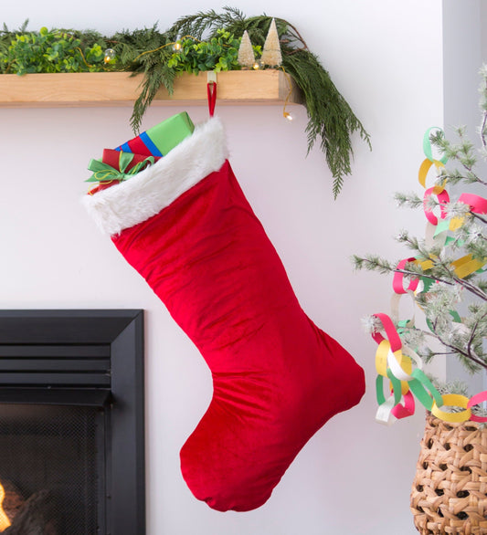 Super-Sized Red Velveteen Christmas Stocking