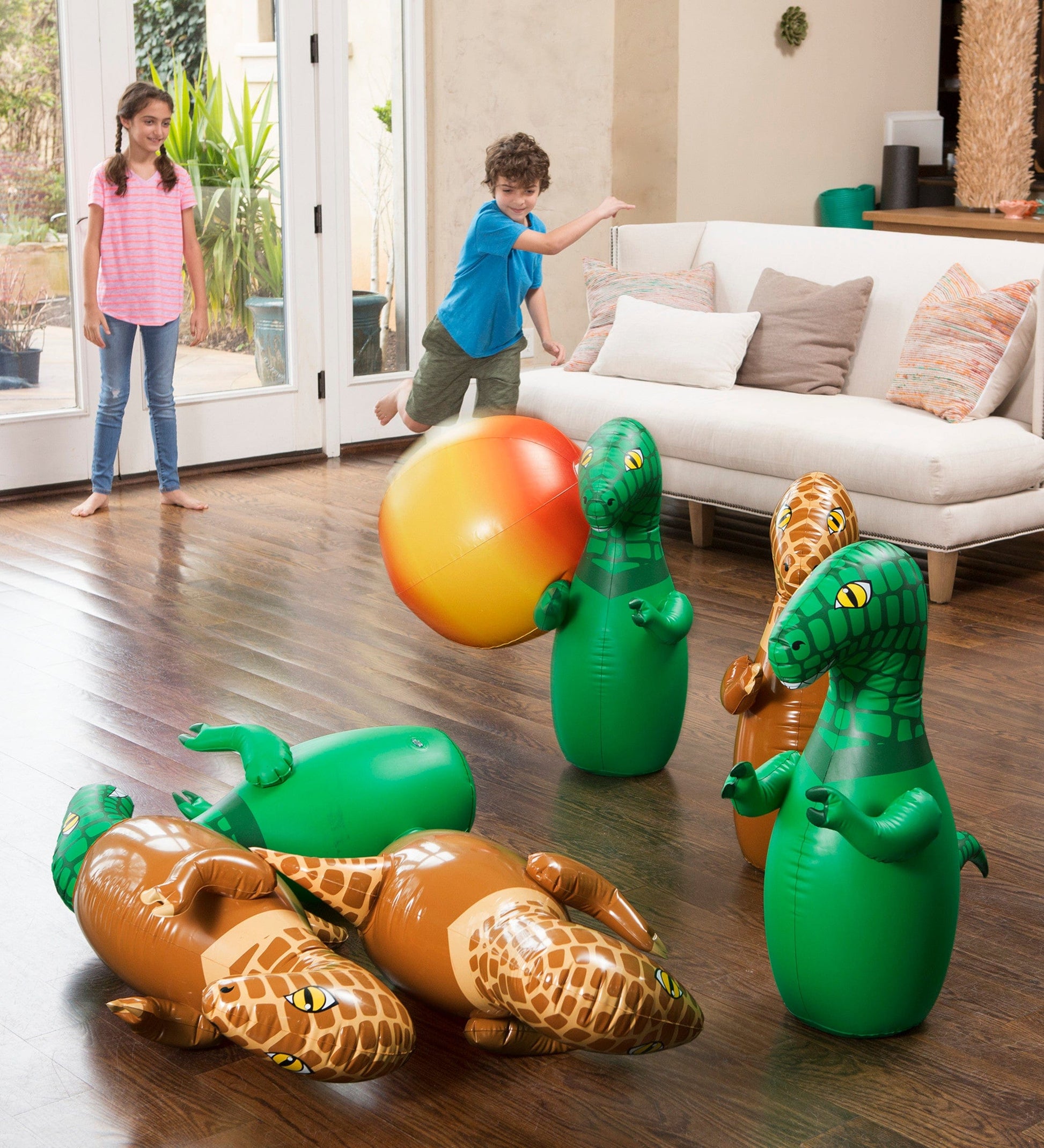 Giant Inflatable Dinosaur Bowling Set